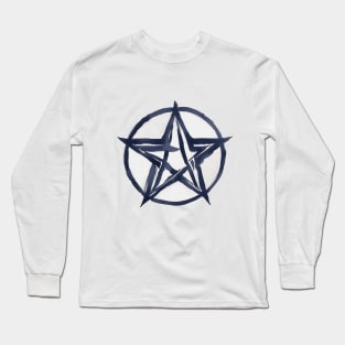 Pentagram Navy Shadow Silhouette Anime Style Collection No. 276 Long Sleeve T-Shirt